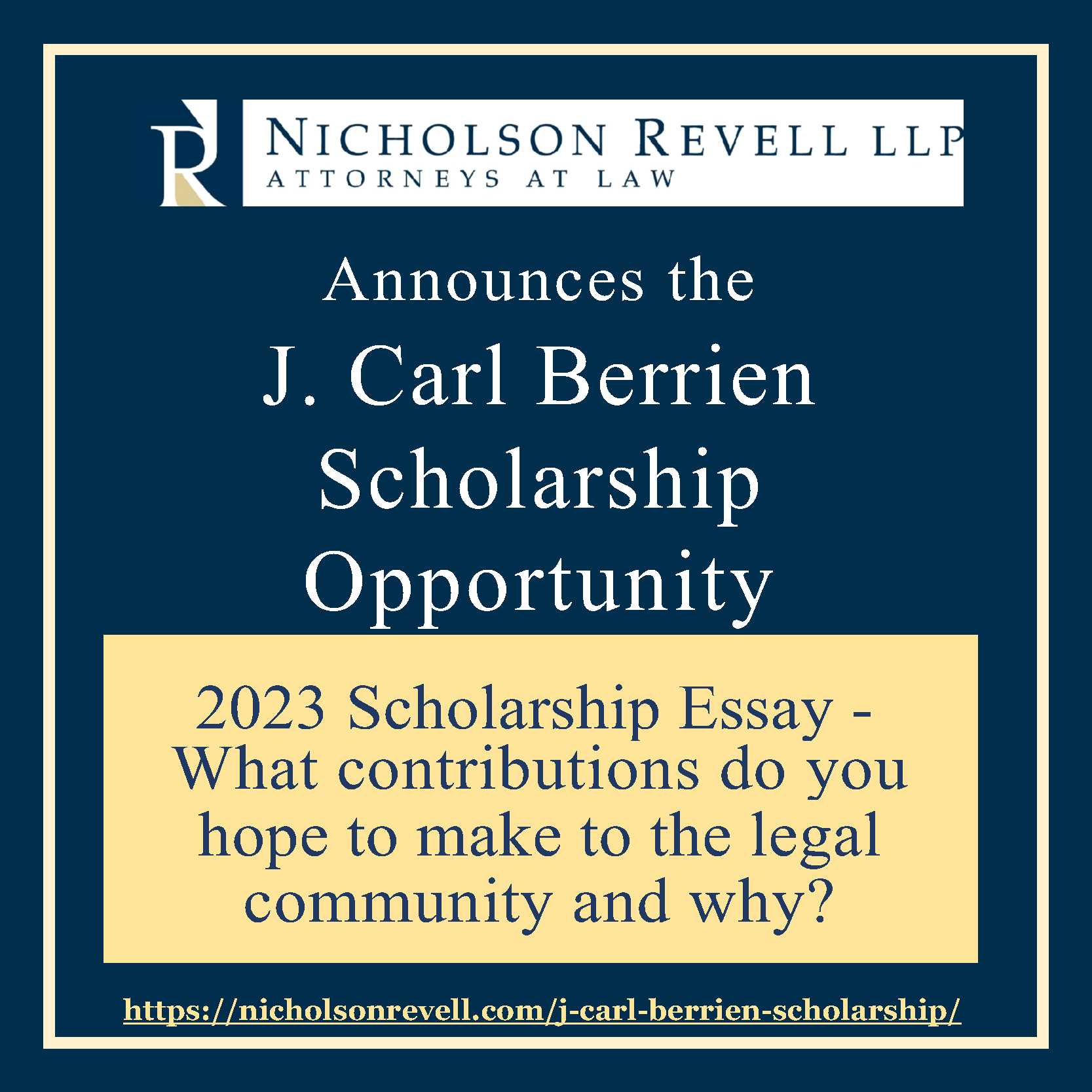 J. Carl Berrien Scholarship Opportunity
